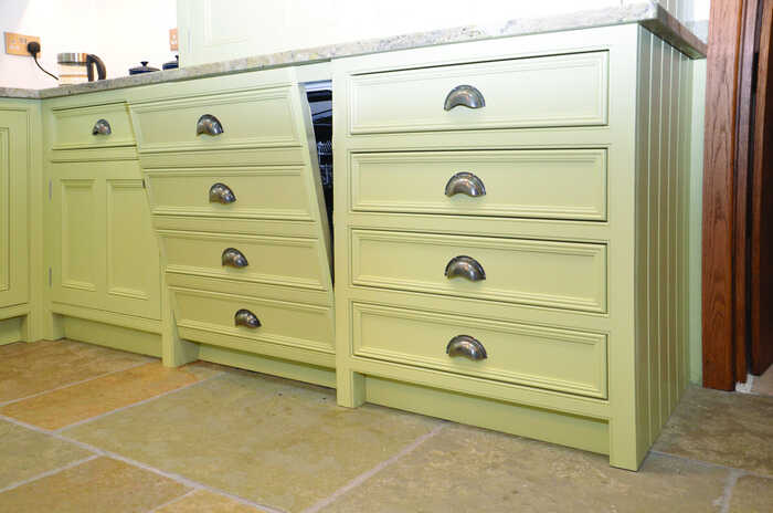 green shaker cabinets