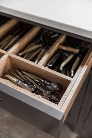 kitchen drawer with cutlery 